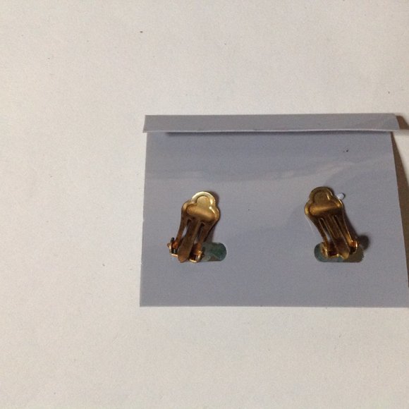 Vintage Green Adventurine Semi-Precious Gemstone Clip Back Earrings - Picture 2 of 4